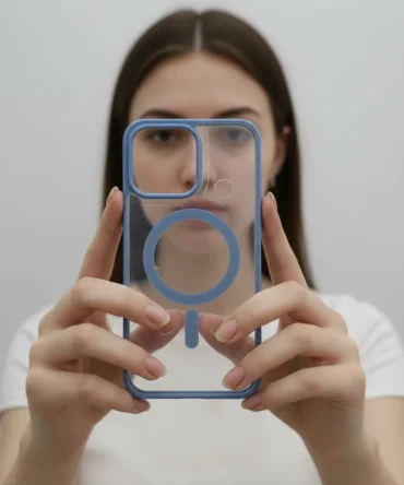 CoverVilla MagSafe Transparent Case iPhone Cover - Blue, iPhone 15 Pro