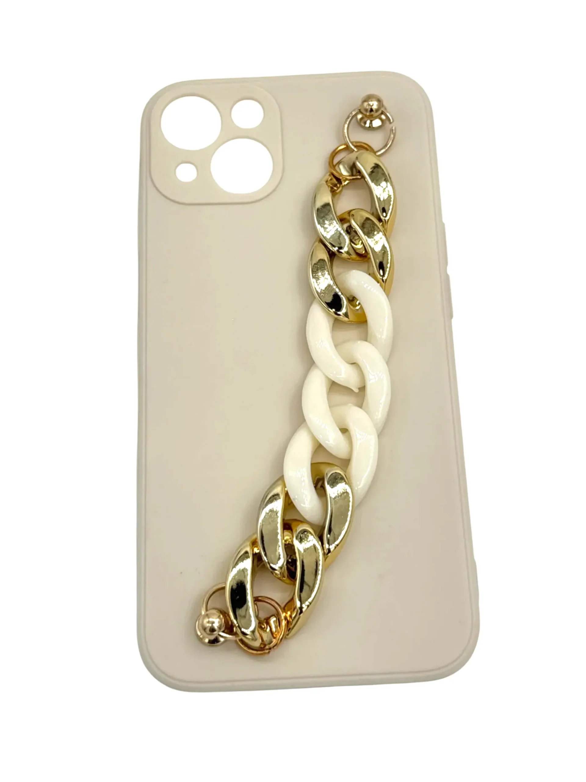 CoverVilla iPhone Case with Chain – Elegant Gold & White Design - Image 2